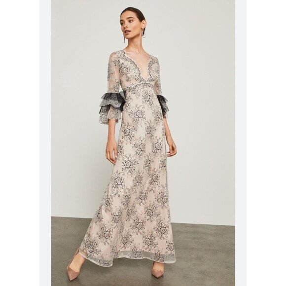 BCBGMAXAZRIA Black Nude Lace Gown Maxi Dress Formal Elegant Feminine Romantic 8 - Picture 1 of 14